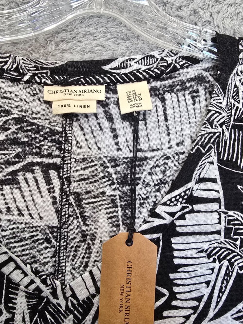 Christian Siriano 100% Linen Relaxed Tee Tunic Size 2X NEW NWT Palm Print - Picture 2 of 5